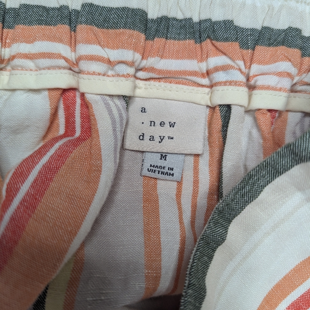 A NEW DAY Linen Blend Striped Midi Skirt Sz M - Picture 8 of 9